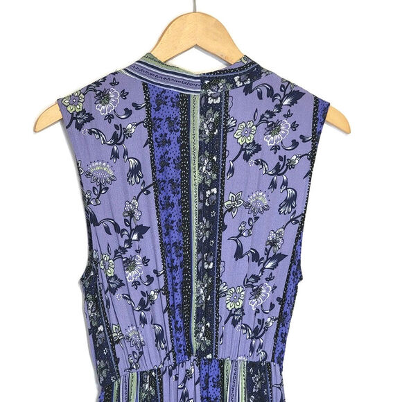 ASTR The Label Floral Patchwork Dress Blue Purple Sleeveless V Neck Boho Chic S - Picture 9 of 16